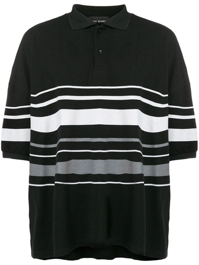 Yuiki Shimoji Oversize Striped Polo Shirt In Black