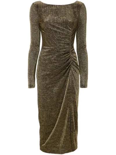 Rachel Zoe Golden Draped Evening Dress In Metallic