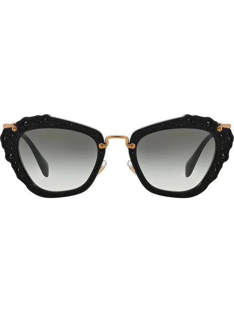 Miu Miu Noir Glitter Sunglasses - Black | ModeSens