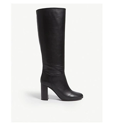 Maje Leather High Boots In Black