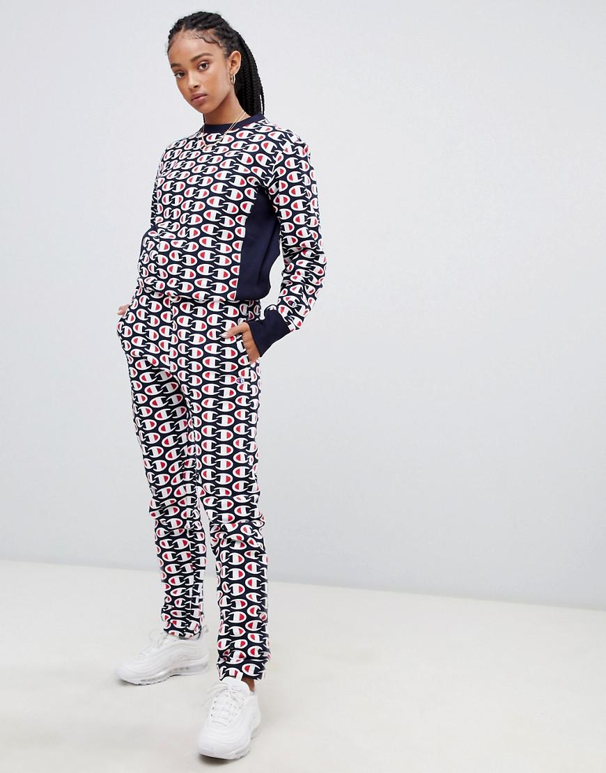 Champion Tracksuit Bottoms In All Over Print Reverse Weave Two-piece - Navy  | ModeSens