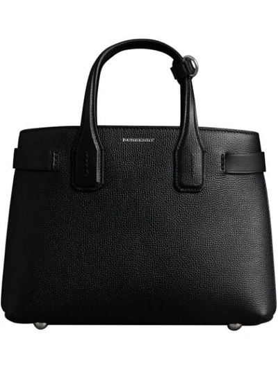 Burberry The Small Banner In Leather In Black