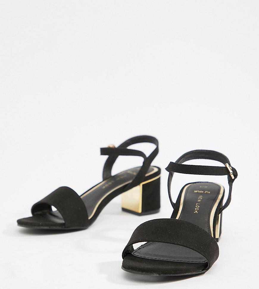 new look black sandals wide fit