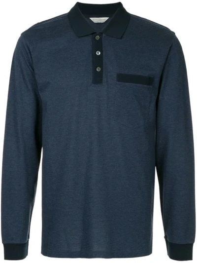Gieves & Hawkes Longsleeved Polo Shirt In Blue