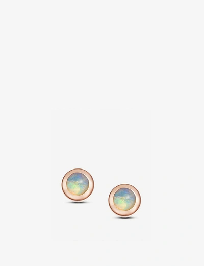 Astley Clarke Icon Nova Mini 14ct Rose-gold And Opal Stud Earrings In Rose Gold