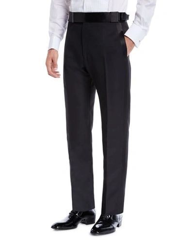 Tom Ford Men's Atticus Flat-front Tuxedo Pants In Black