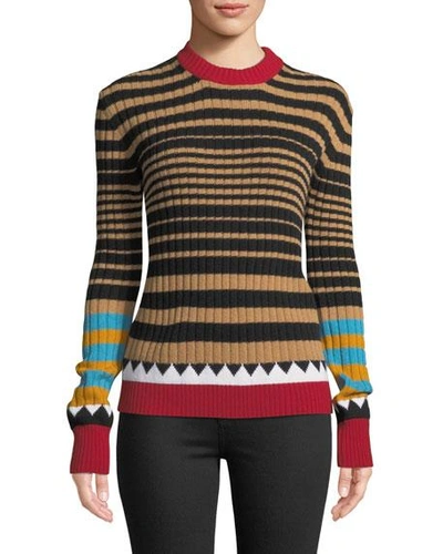 Double J Camello Multi-striped Crewneck Wool Sweater