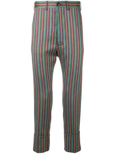 Vivienne Westwood Fancy Stripes Cropped James Bond Trousers In 001f Multicolour Stripes