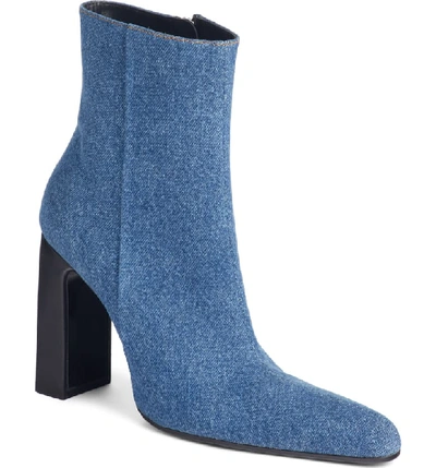 Balenciaga Denim Round-toe Block-heel Booties In Blue