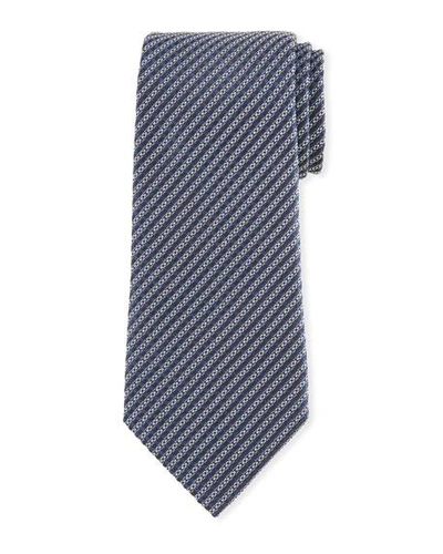 Ermenegildo Zegna Micro Stripe Silk Tie In Blue
