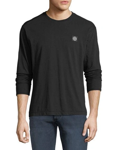 Stone Island Men's Chest-logo Long-sleeve T-shirt In Black