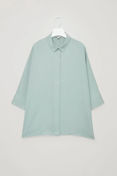Cos Draped Wide-fit Shirt In Green