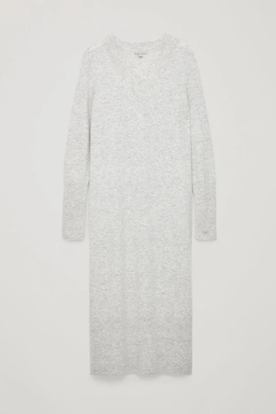 Cos Long Wool-knit Jumper Dress In Grey