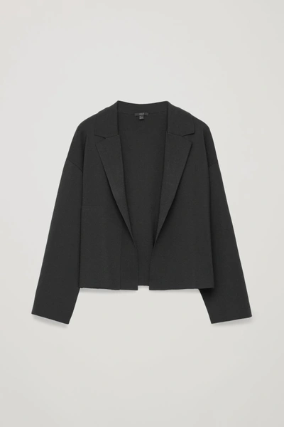 Cos Knitted Jacket With Pocket In Black