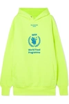 Balenciaga World Food Programme Printed Neon Cotton-blend Jersey Hoodie In Yellow