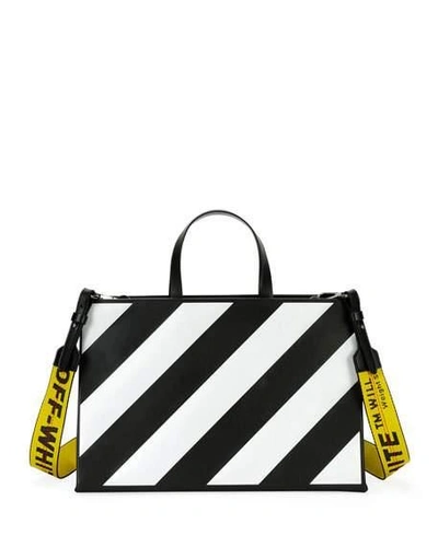 Off-white Medium Diagonal-stripe Box Tote Bag, Black/white