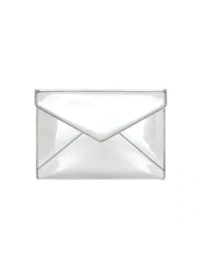 Rebecca Minkoff Leo Mirror Leather Envelope Clutch In Silver
