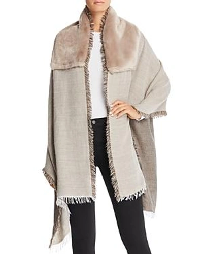 Gaynor Salice Faux Fur Detail Wrap In Camel