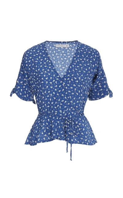 Faithfull Lucy Floral Wrap Top In Blue