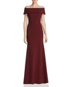 Aqua Off-the-shoulder Scuba Crepe Gown - 100% Exclusive In Burgundy