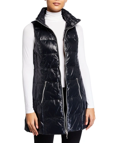 Fillmore Long Down Puffer Vest In Black