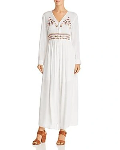 En Creme Embroidered Maxi Dress In White