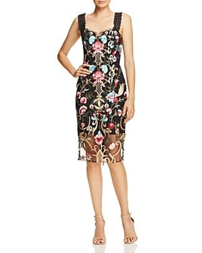 Bronx And Banco Agata Embroidered Cocktail Dress In Black