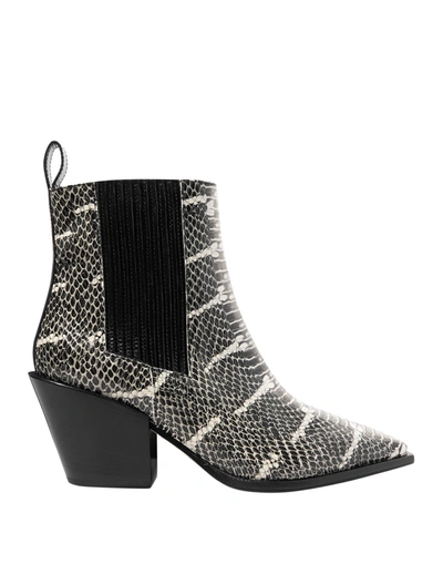 Aeyde Kate Snake-effect Leather Ankle Boots In Black