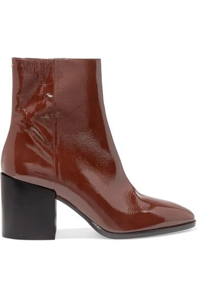 Aeyde Leandra Patent-leather Ankle Boots In Chocolate