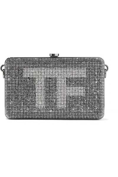Tom Ford Crystal-embellished Suede Clutch In Silver
