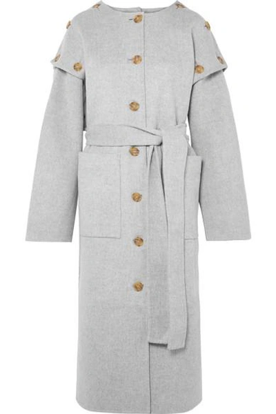 Rejina Pyo Simone Button-detailed Wool-blend Felt Coat In Gray
