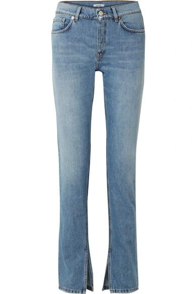 Ganni High-rise Slim-leg Jeans In Light Denim