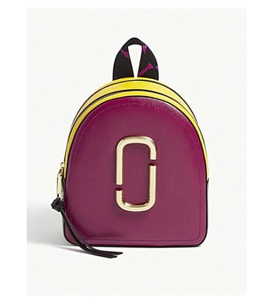 Marc Jacobs Pack Shot Leather Backpack In Magenta Multi