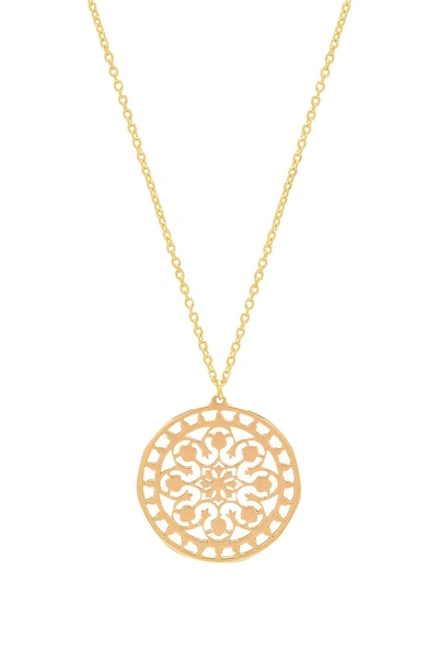 Elizabeth Stone Flora Coin Necklace In Metallic Gold