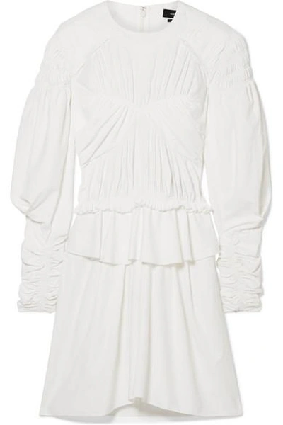Isabel Marant Pleated Cotton-trimmed Poplin Mini Dress In White