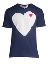 Comme Des Garçons Play Heart In Heart Graphic Tee In Navy