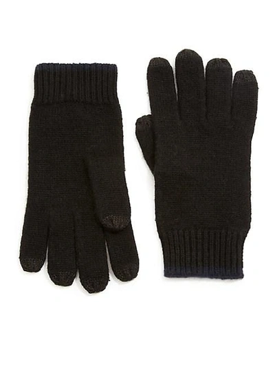 Saks Fifth Avenue Color-tipped Cashmere Gloves In Denim Navy