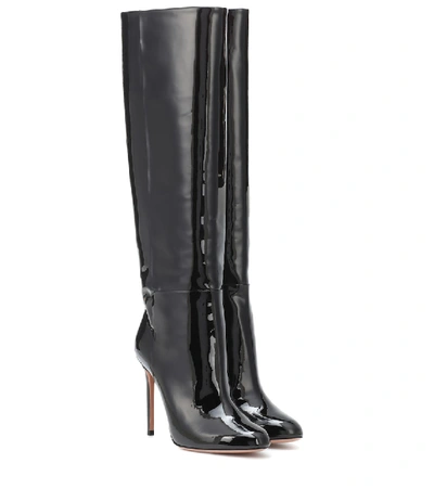 Aquazzura Alma 105 Patent-leather Over-the-knee Boots In Black