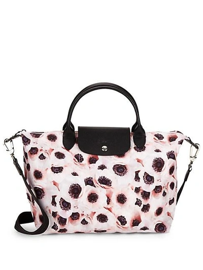 Longchamp Large Le Pliage Floral Printed Tote In Anemone Pink