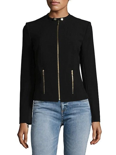 Calvin Klein Collarless Zip Jacket In Black