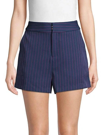 Grey Lab Pinstripe High-waist Shorts In Navy Pink