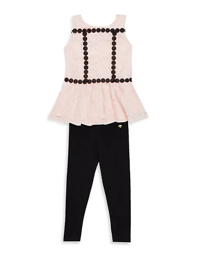 Kate Spade Little Girl's Two-piece Peplum Top And Leggings Set In Sonata
