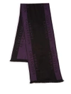 Versace Border Print Logo Scarf In Black Violet