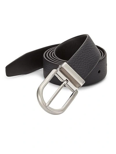 Giorgio Armani Textured Leather Belt In Blue