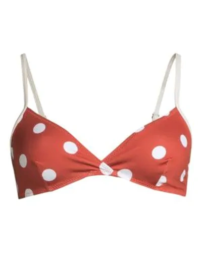 Solid & Striped The Brigitte Polka Dot Bikini Top In Riad Cream