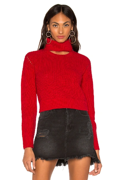 Kendall + Kylie Cotton Ribbed Turtleneck In Red