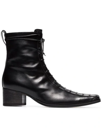 Haider Ackermann Black Lace Up 50 Leather Boots