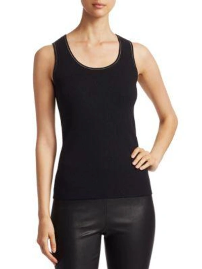 Saks Fifth Avenue Collection Wool Elite Ribbed Shell In Black