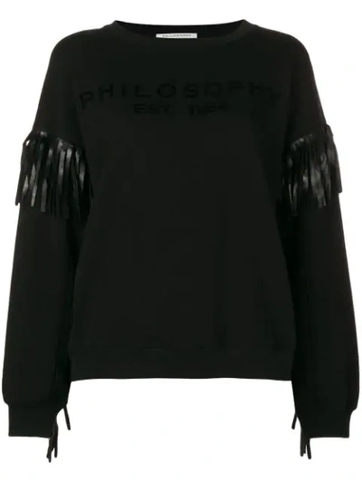 Philosophy Di Lorenzo Serafini Fringed Sweater In Nero
