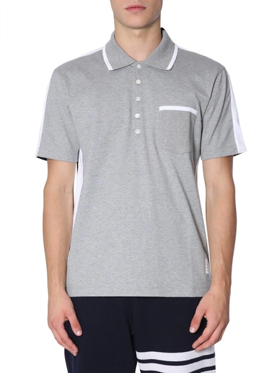 Thom Browne Cotton Jersey Polo Shirt In Grigio